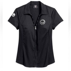 Harley-Davidson® Women's Willie G Skull Zip-Front Shirt, Black
